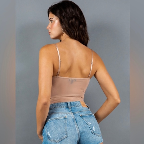 Abigail Rhinestone Bodysuit in Taupe - Picture 4 of 5